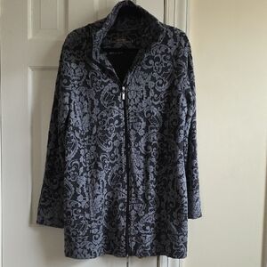 Soma Tunic Length XL Black and Gray Textured Floral Jacket